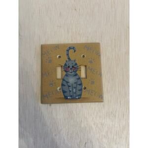 Vintage Leviton Cat Whimsical Double Light Switch Cover Paws Meow Cute Kids